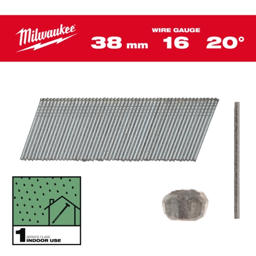 1,35 x 1,61 x 38 mm verzinkt, 20° Stauchkopf-Nägel 16 Gauge für M18CN16GA & M18FN16GA