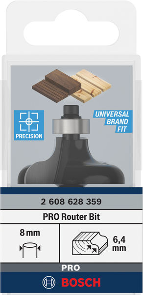 BOSCH Profilfräser G, 8 mm, R1 6,35 mm, D 38 mm, L 15,7 mm, G 57 mm