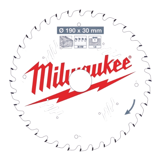 MILWAUKEE 190/30 mm Z36 Wechselzahn Kreissägeblatt Holz für Handkreissägen