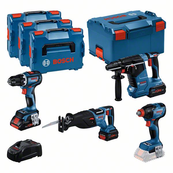 BOSCH Combo Kit 4 tool kit 18V Profi Set SHK (GSR,GDX,GBH,GSA)