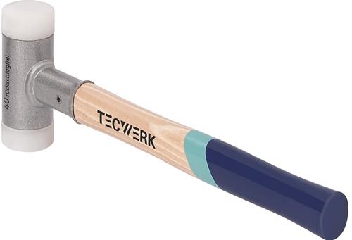 TECWERK Schonhammer L.385mm Kopf-D.50mm Hickory rückschlagfrei hart Nyl.weiß TECWERK