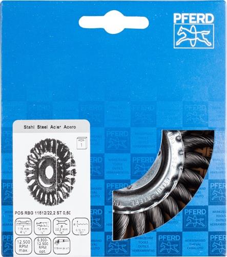 PFERD TOOLS Rundbürste RBG D.115mm Drahtstärke 0,5mm STA 0,5mm 12500min-¹ 1 St. PFERD TOOLS Rundbürste RBG D.115mm Drahtstärke 0,5mm STA 0,5mm 12500min-¹ 1 St.