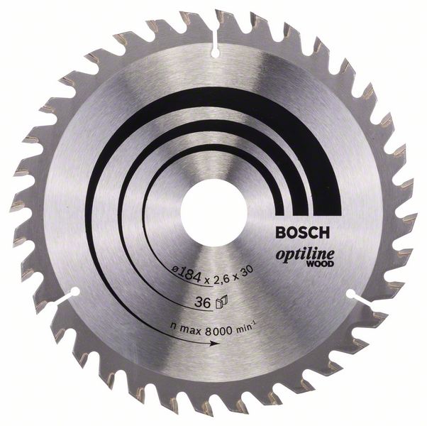 BOSCH Kreissägeblatt Optiline Wood für Handkreissägen, 184 x 30 x 2,6 mm, 36