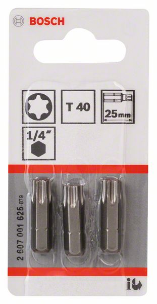 BOSCH Schrauberbit Extra-Hart T40, 25 mm, 3er-Pack