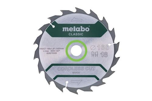 METABO Kreissägeblatt cordless cut wood classic AD 165mm Z.18 Bohr.20mm Schnitt-B.1,6mm