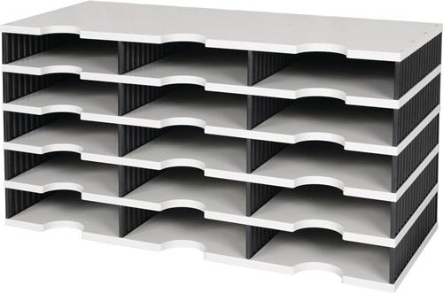 Sortierablage Trio 15 Fächer H363xB723xT331mm Polystyrol grau/schwarz STYRO