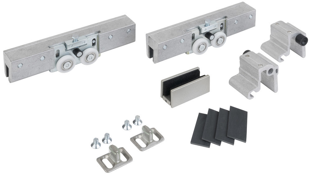 HERMAT Schiebetürbeschlag SAN REMO 9170.GKT/SAFE.Ö/Glas, 60/80 kg., Aluminium
