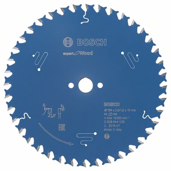 BOSCH Kreissägeblatt Expert for Wood, 184 x 16 x 2,6 mm, 40