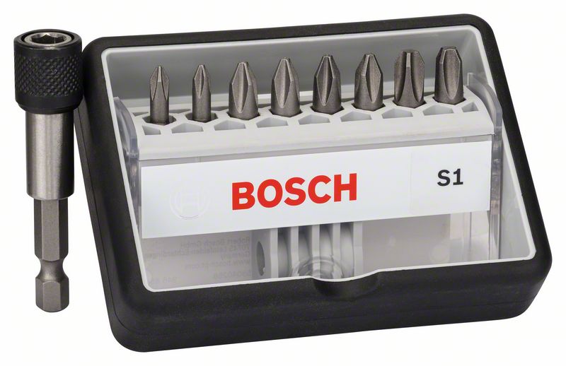 BOSCH Schrauberbit-Set Robust Line S Extra-Hart, 8 + 1 teilig, 25 mm, PH