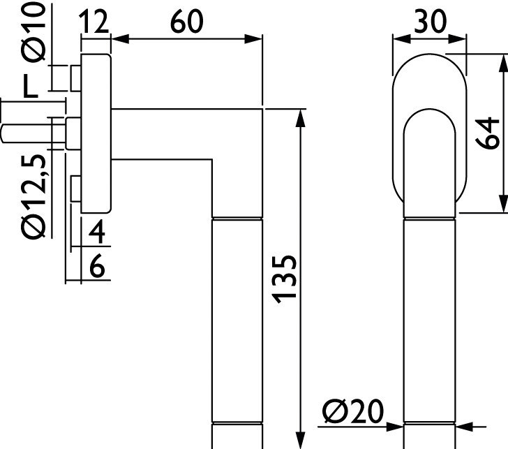 HERMAT Fenstergriff SPACE 1114, Edelstahl