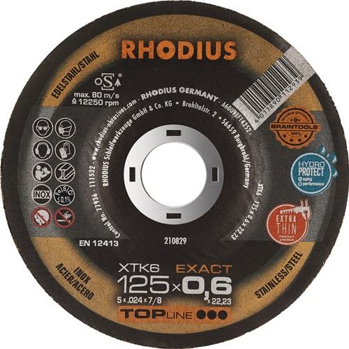 RHODIUS Trennscheibe XTK6 EXACT D125x0,6mm ger.INOX Bohr.22,23mm RHODIUS