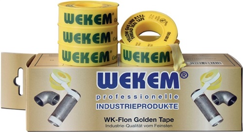 WEKEM PTFE Dichtband Golden Tape L12m B12,7mm D0,1mm gelb 1 g/cm³ Spule WEKEM