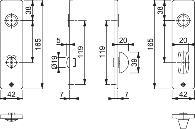 HOPPE® Kurzschildpaar 202KP/AP, Aluminium, 3105991