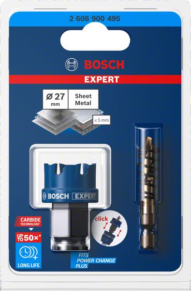 BOSCH EXPERT Sheet Metal Lochsäge, 27 × 5 mm. Für Dreh- und Schlagbohrer