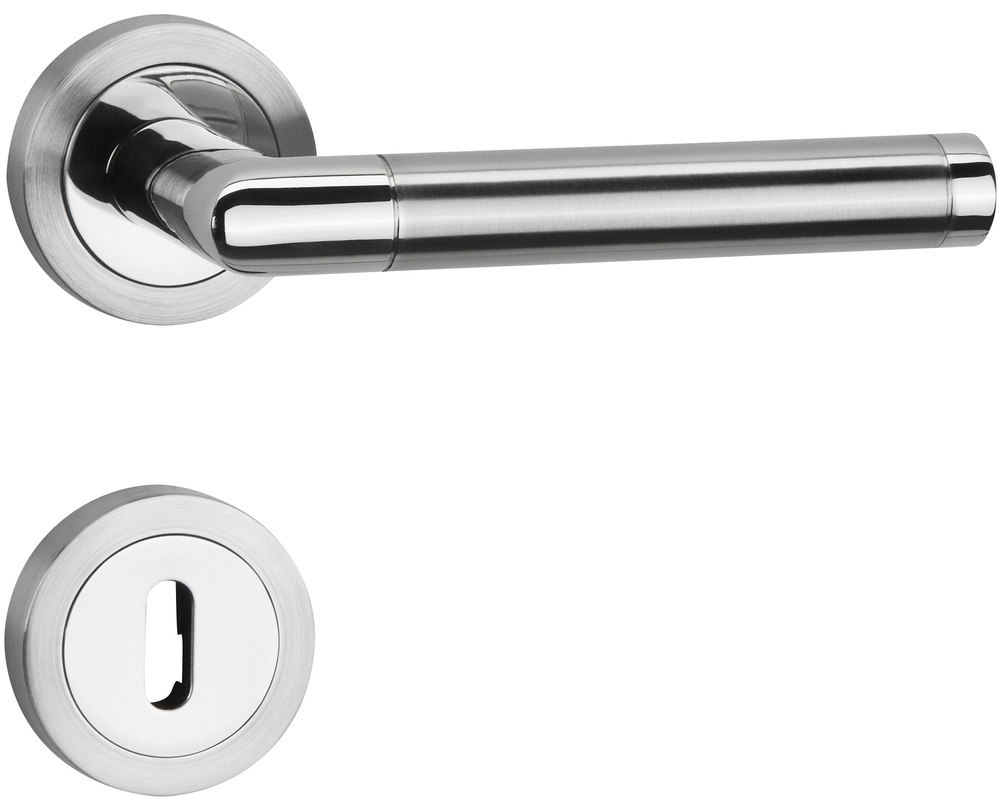 HERMAT Drücker-Halbgarnitur mit Rosetten WIND 1356.BIC/2331.SC, Edelstahl