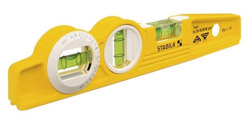 STABILA Torpedowasserwaage 81 SV REM W360 25cm Alu.gelb ± 0,5mm/m m.Gürteltasche STABILA