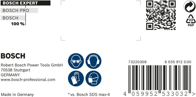 BOSCH EXPERT SDS max-8X Hammerbohrer, 20 x 400 x 520 mm. Für Bohrhämmer