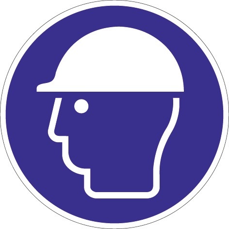 PROMAT Folie Kopfschutz benutzen D.200mm blau/weiß ASR A1.3 DIN EN ISO 7010