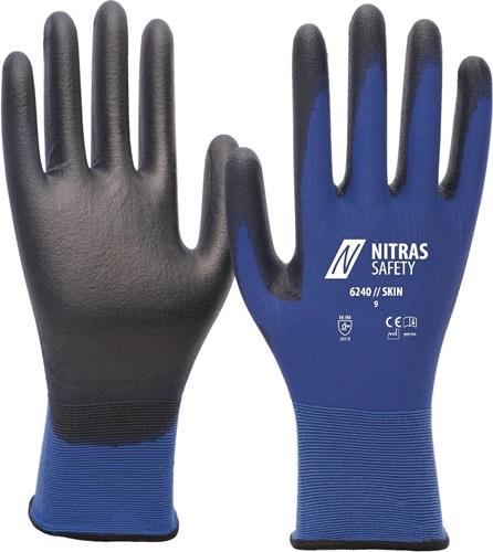 NITRAS SAFETY Handschuhe Skin Gr.10 blau/schwarz EN 388 PSA II NITRAS