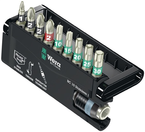 WERA Edelstahlbitsortiment BC 10 Stainless 1 10-tlg.PH/PZD/T/Schnellw.Halter WERA WERA Edelstahlbitsortiment BC 10 Stainless 1 10-tlg.PH/PZD/T/Schnellw.Halter WERA