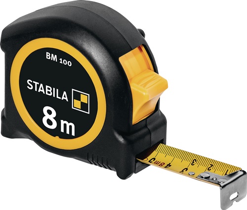 STABILA Taschenrollbandmaß BM 100 L.8m B.25mm mm/mm EG II ABS/TPE Metall-Clip STABILA STABILA Taschenrollbandmaß BM 100 L.8m B.25mm mm/mm EG II ABS/TPE Metall-Clip STABILA