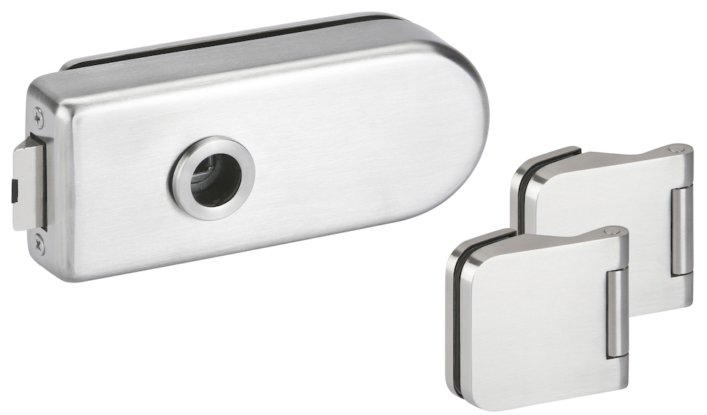 HERMAT Ganzglastürschloss-Set BASIC ROUND 6761L/6315.P, Edelstahl