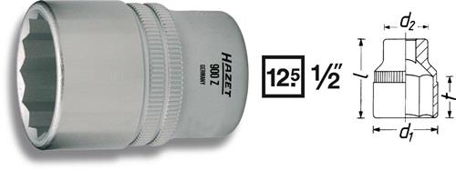 HAZET Steckschlüsseleinsatz 900Z-27 1/2 Zoll 12-kant SW 27mm L.46mm HAZET