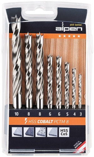 ALPEN Holzspiralbohrersatz PCTM 8-tlg.D.3,4,5,2x6,2x 8,10mm HSS-Co5 ALPEN