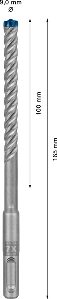 BOSCH EXPERT SDS plus-7X Hammerbohrer, 9 x 100 x 165 mm. Für Bohrhämmer
