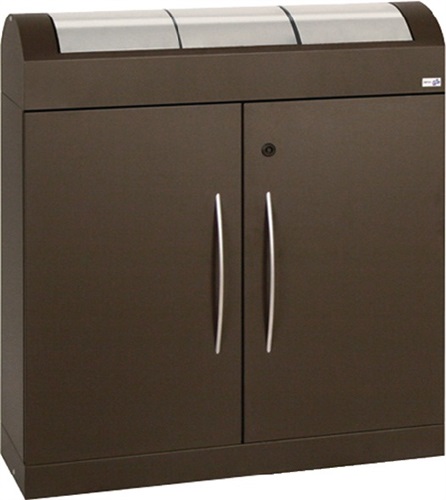 STUMPF Wertstoffsammler H975xB860xT320mm Inh.3 x 45l Soft-Mocca Klappen VA