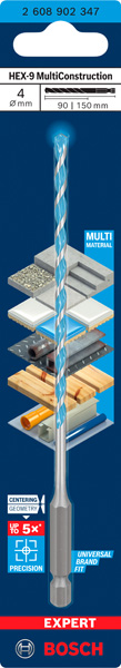 BOSCH EXPERT HEX-9 Multi Construction Bohrer, 4 x 90 x 150 mm