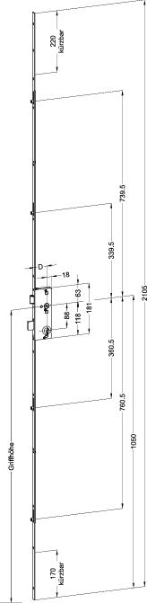 WINKHAUS Mehrfachverriegelung STV F1660 R4, 8,5/88, umstellbare Falle, Stahl