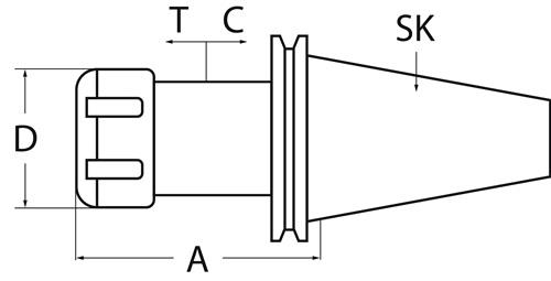 PROMAT Gewindeschneidfutter Synchron DIN 69871AD/B M3-M12 SK40 A.-L.79mm PROMAT