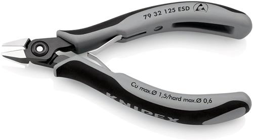 KNIPEX Präzisions-Elektronik-Seitenschneider L.125mm Form 3 Facette ja,sehr kl. ESD