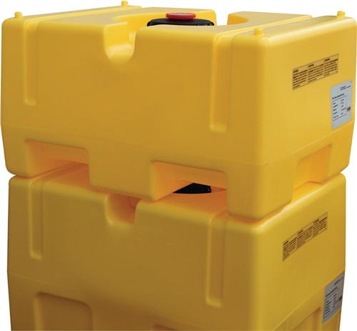CEMO Fass kastenförmig 125 lPE gelb m.Staplertaschen Einfüllöffnung-D.140mm