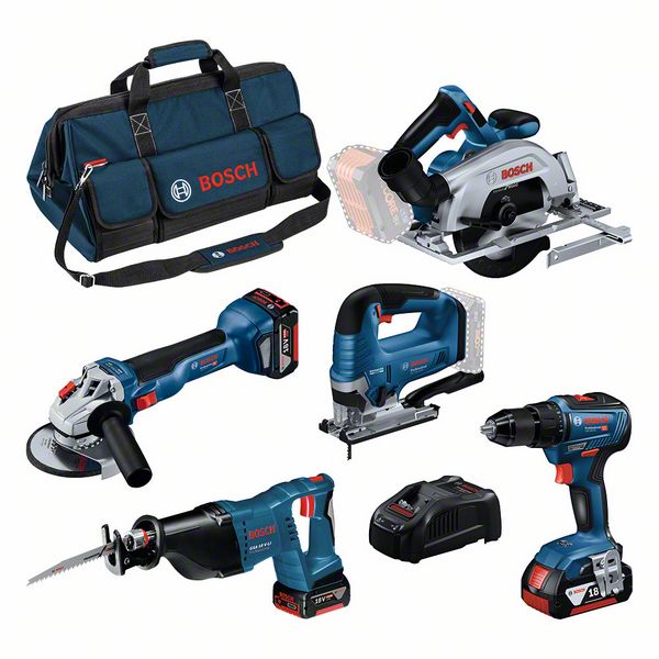 BOSCH Combo Kit 5 tool kit 18V Profi Set (GSR,GWS,GKS,GSA,GST)