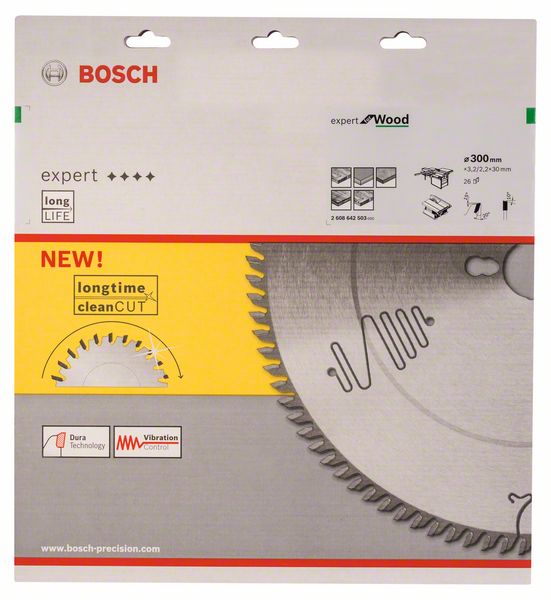 BOSCH Kreissägeblatt Expert for Wood, 300 x 30 x 3,2 mm, 26