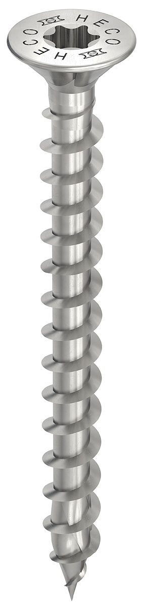 HECO TOPIX-plus A2 4,5 x 45, Senkkopf mit Frästaschen, Drive, HD-25, Variables Vollgewinde, blank, gleitbeschichtet