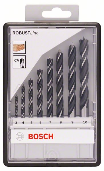 BOSCH Holzspiralbohrer-Set Robust Line, 8-teilig, 3 - 10 mm