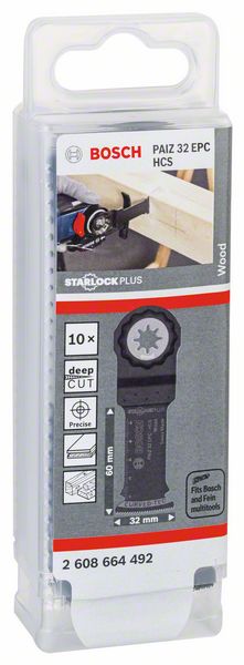 BOSCH HCS Tauchsägeblatt PAIZ 32 EPC Wood, 60 x 32 mm, 10er-Pack