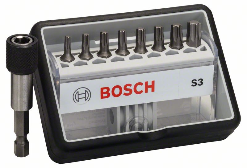 BOSCH Schrauberbit-Set Robust Line S Extra-Hart, 8 + 1-teilig, 25 mm, Torx