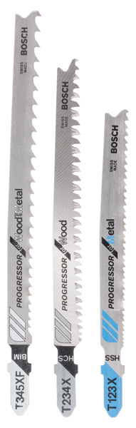 BOSCH Stichsägeblatt-Set Progessor for Wood and Metal, 3-teilig, Einnockenschaft