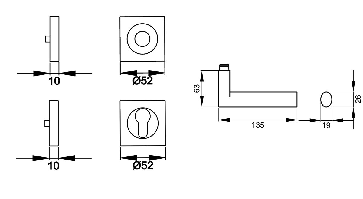 KARCHER DESIGN Drückergarnitur ER45Q PZ0 71 - Madeira, Profilzylinder, Edelstahl