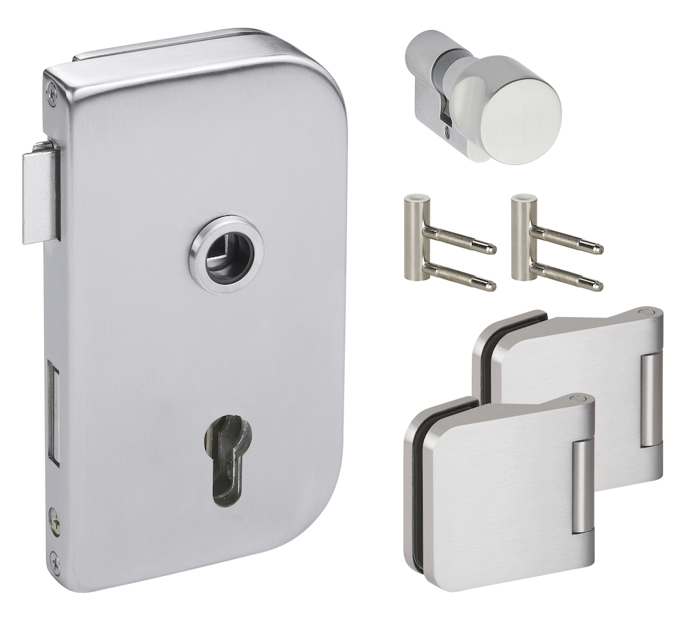 HERMAT Ganzglastürschloss-Set ROMA 6037.SLS/6315/HZ, Edelstahl HERMAT Ganzglastürschloss-Set ROMA 6037.SLS/6315/HZ, Edelstahl