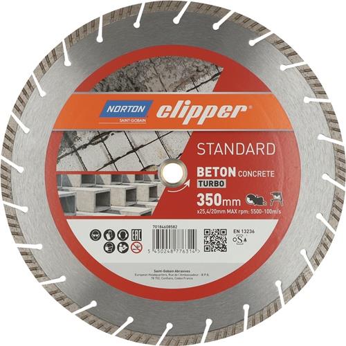 NORTON CLIPPER Diamanttrennscheibe Stand.Beton Turbo D.350mm Seg.-H.10mm Seg.-B.4,0mm