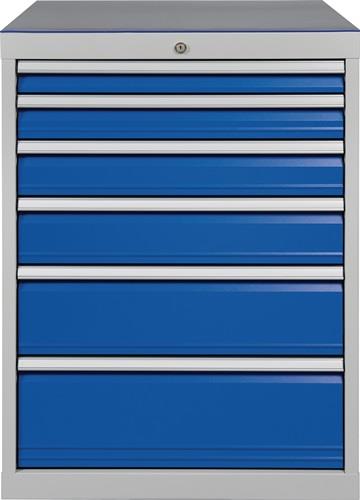 Nordwest Schubladenschrank H1019xB705xT736mm lichtgrau/signalblau 6 Schubl.BEDRUNKA+HIRTH