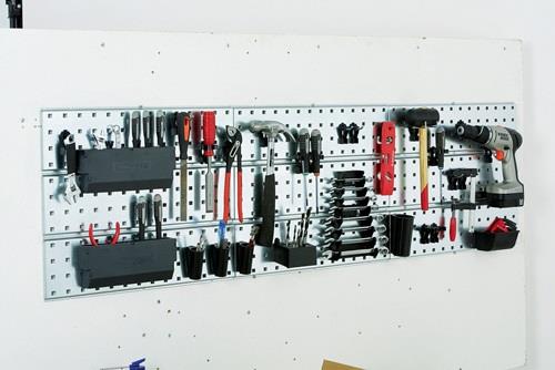 RAACO Werkzeughakenset m.Lochplatten Werkzeug-Wandpaneel x 3 + 44Clips