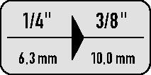 GEDORE Vergrößerungsstück 2030 Antr.1/4 Zoll Abtrieb 3/8 Zoll L.26mm GEDORE