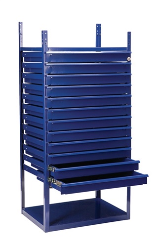 Nordwest Schubladenelement LOGS 90 H1160xB540xT390mm 12 Schubl.blau RAL 5022 LOGS