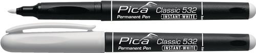 PICA Permanentmarker INSTANT WHITE weiß Strich-B.1-2mm Stift m.Clip PICA